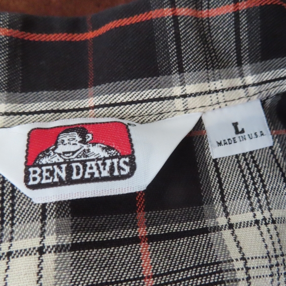 Vintage Ben Davis Shirt Mens L Black/White/Red Half 1/2 Zip Made In USA - Picture 5 of 6